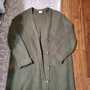 Olive Green Cabi Women's Cardigan Sweater Medium